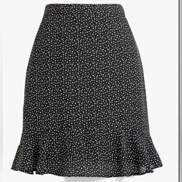 J. Crew Printed Star Black & White Ruffled Mini Skirt - Picture 2 of 10